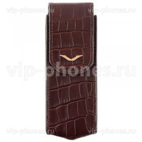 Кожаный чехол для Vertu Signature S Design dark brown Alligator